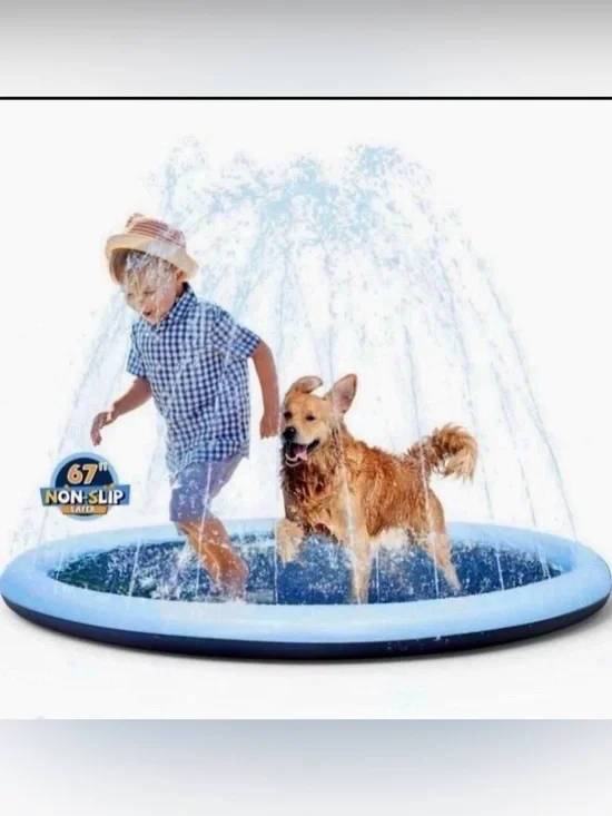 Splash Pad VISTOP Non-Slip Splash Pad for Kids and Dog, Thicken Sprinkler Pool S