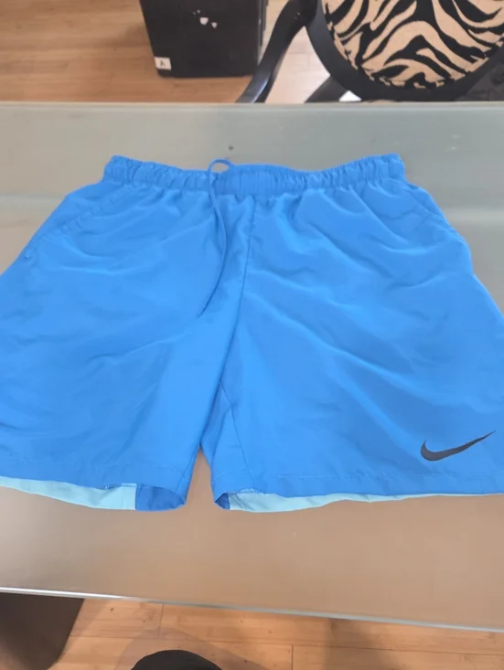 Nike Bright Blue Men's Athletic Shorts with Black Swoosh