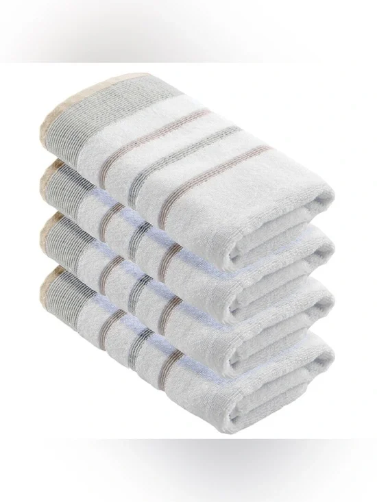 Great bay home Decorative Cotton Stripe Bath Towel Set Noelle glacier gray