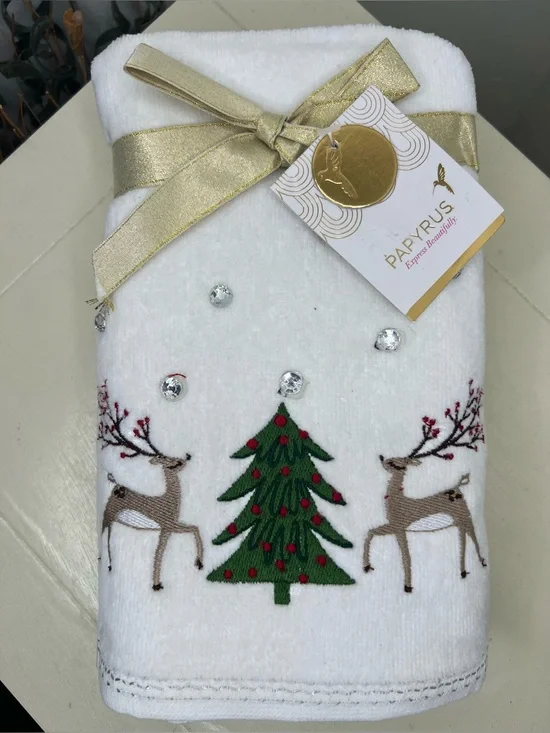 Brand New-Papyrus Christmas Reindeer Hand Towels - Set of 2