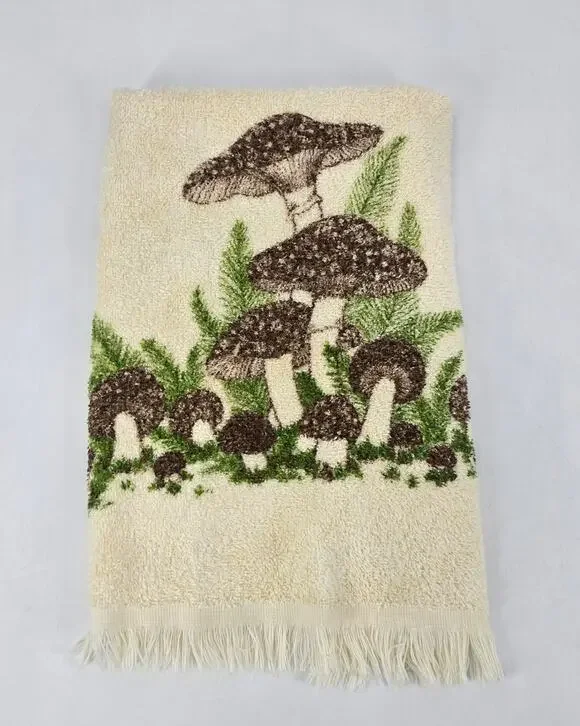 Vintage‎ Mushroom Hand Towel Cottagecore Forest Bath/Kitchen Boho Woodland