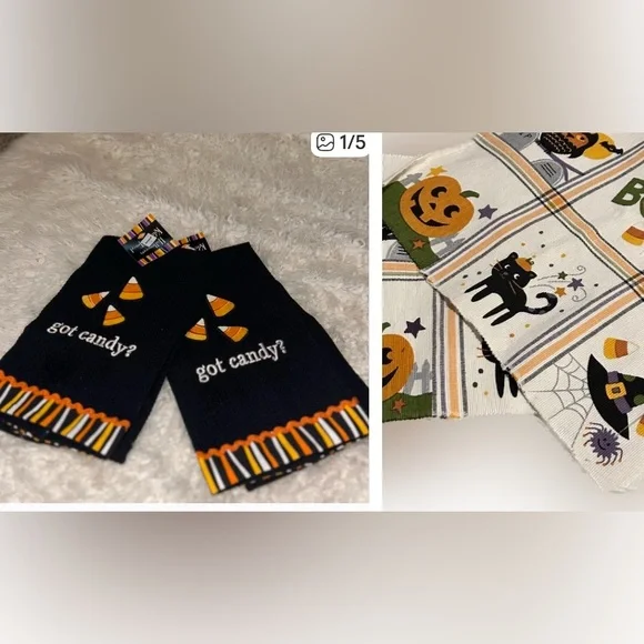 50%offw❤️Witch Halloween 2 embroidered hand Towels Set NWT 2 placemats