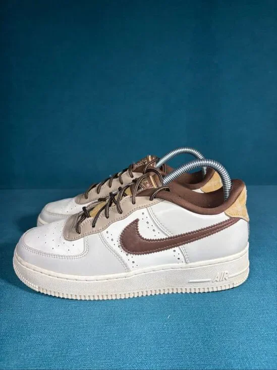 Nike Air Force 1 Low GS Plaid Cacao Wow Sail Youth Size 6Y Women's 7.5 FV3702-12
