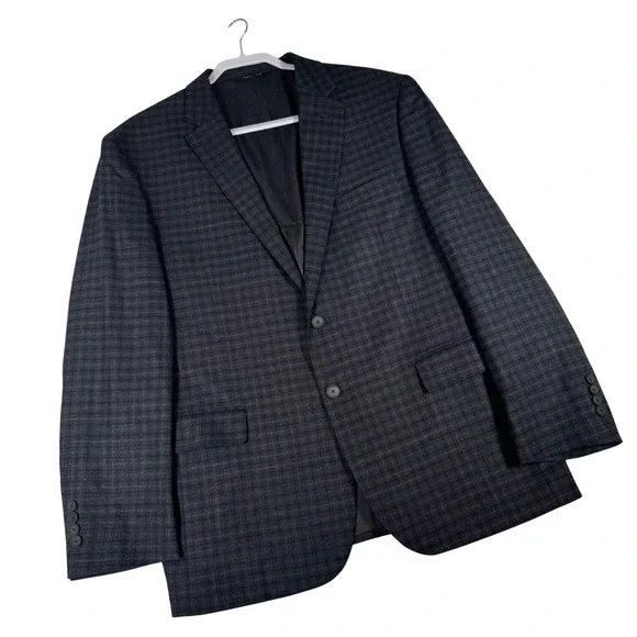 Jos. A. Bank Sport Coat Mens 46R Grey Plaid Slim Fit Traveler Travel Tech Blazer