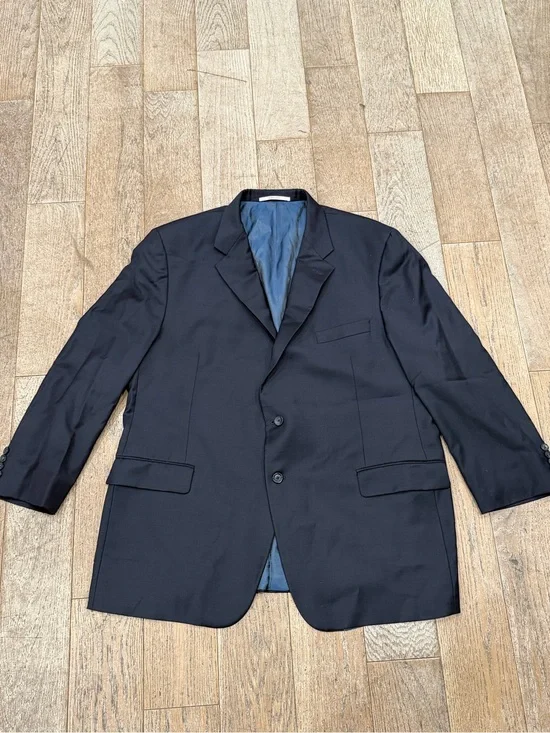 Vintage Hickey Freeman 100% Worsted Wool Blazer Jacket Navy Blue 50R USA Made