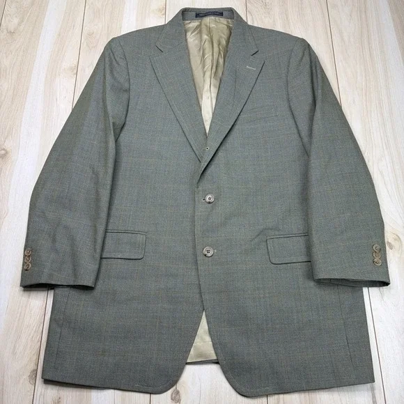 J. Press Presstige Plymouth Windowpane Nailhead Sport Coat Mens 43R Green