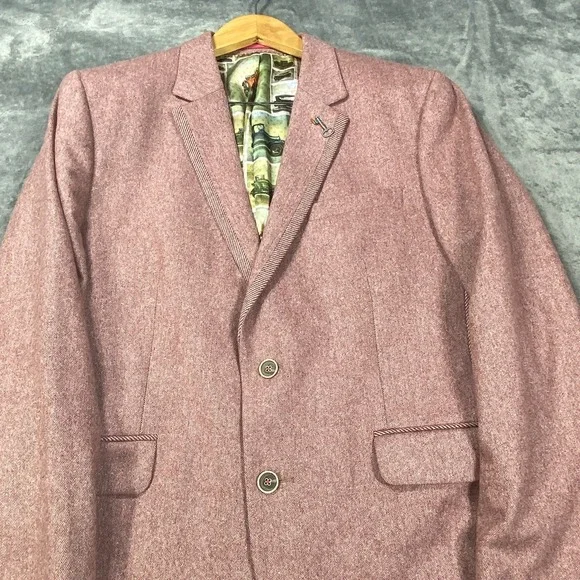 Ted Baker London Blazer Suit Jacket Mens 5 Burgundy 42R Textured Wool Blend