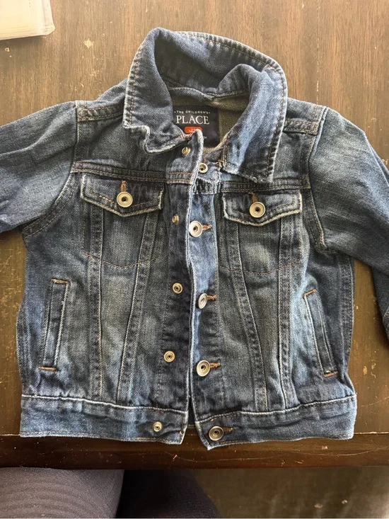 The Children's Place Dark Blue Denim Jacket with Button Front