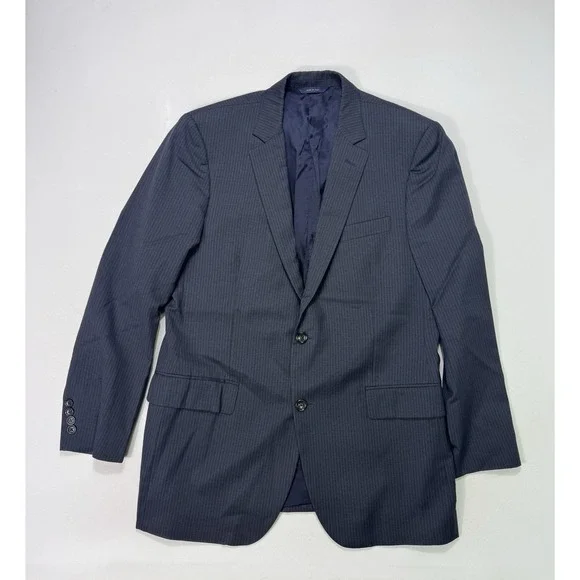 Brooks Brothers 1818 Fitzgerald Blazer 42L Reda Wool Grey Blue Stripe Sport Coat