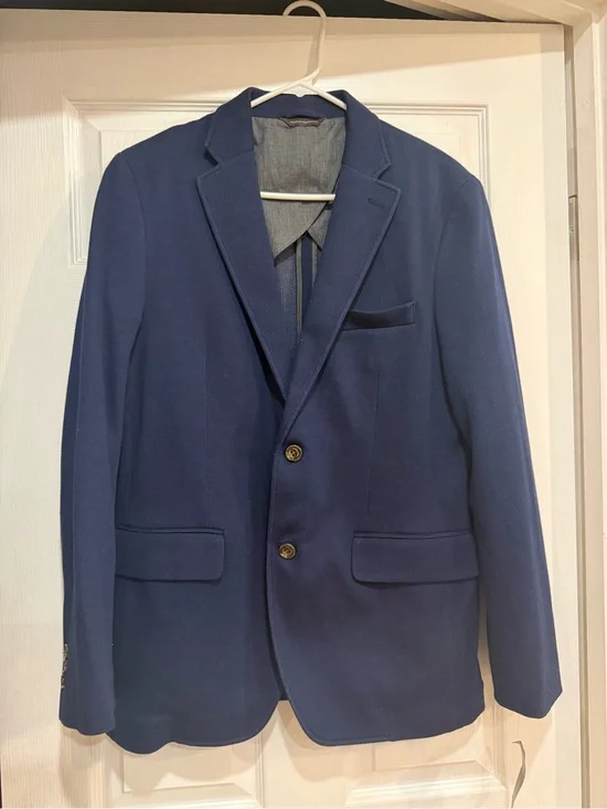 Tasso Elba Navy Blue Two-Button Sport Coat