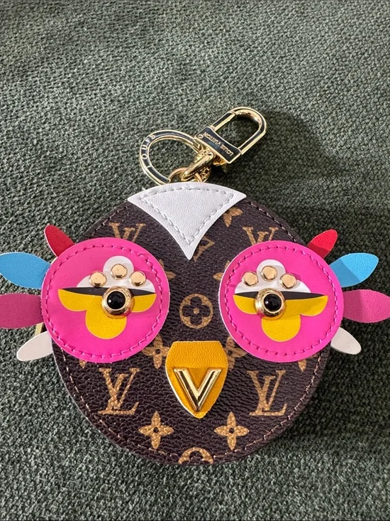 Designer-Inspired Pink & Brown Novelty Keychain Pouch