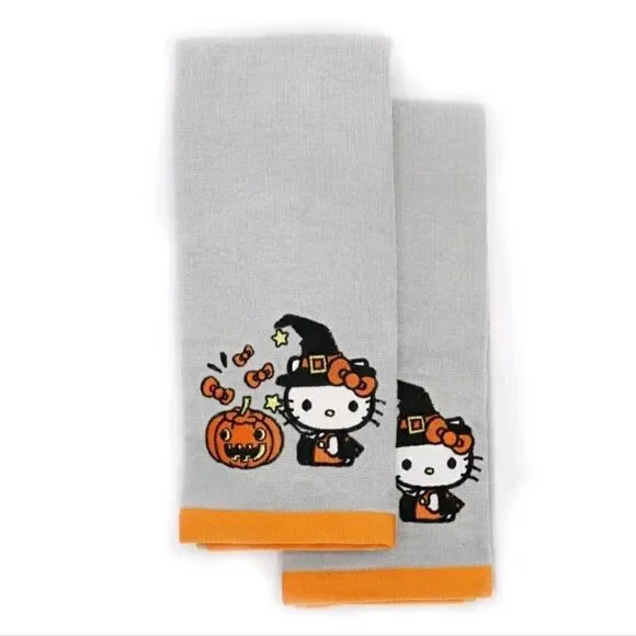 Nwt Hello Kitty Halloween Hand Towels Set. 2pc, 15 x 25