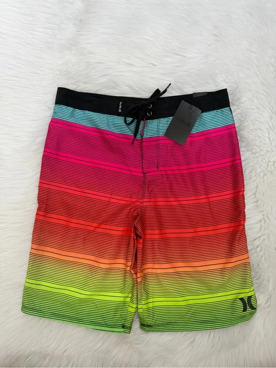 Hurley Multicolor Gradient Stripe Boardshorts Sz 18/29