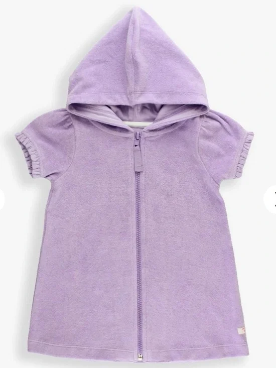 EUC Ruffle Butts Terry Full-Zip Cover Up - Lavender