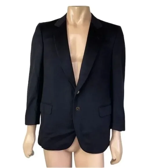 Franco B. Cashmere Twee CollarTwo Burtons Blazer Jacket Sport Coat Black 52