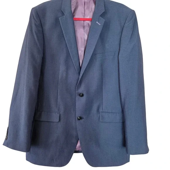 Perry Ellis Portfolio Slim Fit Blazer Men's 42L Blue 2 Button Sport Coat