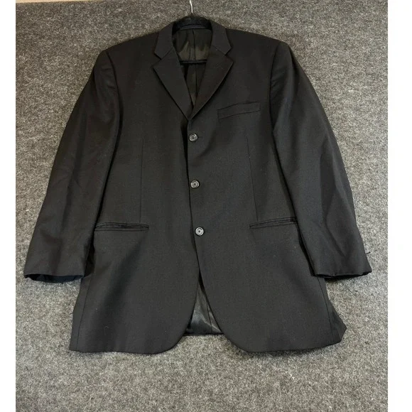 Burberry London Mens 42R Black Wool 3-Button Blazer Sport Coat Vintage Y2K