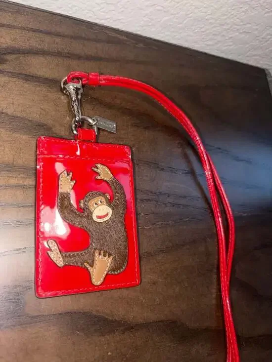 Coach Monkey Vintage Lany ID Case Red