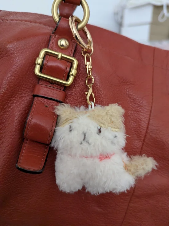 Fuku Fuku Nyanko Plush Cat Keychain Bag Charm Cream White