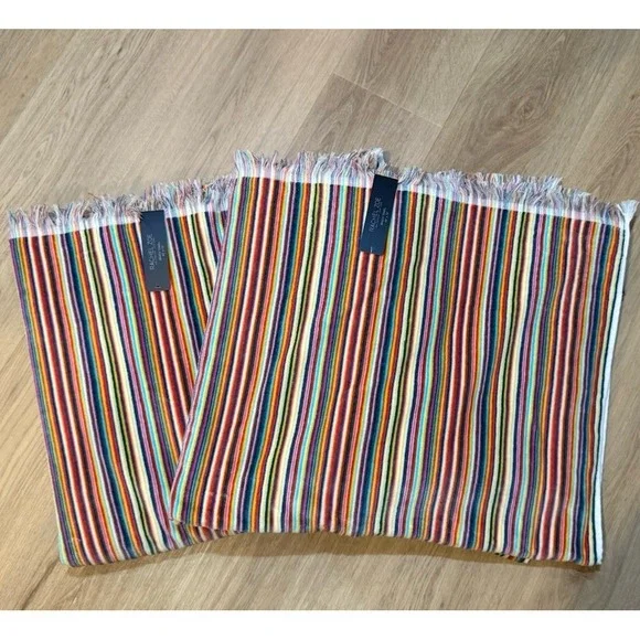 Set of 2 Rachel Zoe Striped Rainbow Multicolored Beach Towels 40