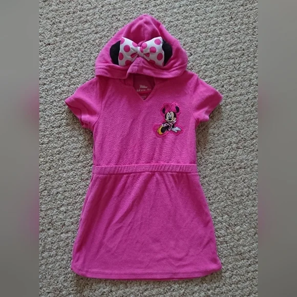Disney Minnie Mouse Hooded Terry Swimsuit Cover-Up with Ears Zip-Up Robe SIZE 3T