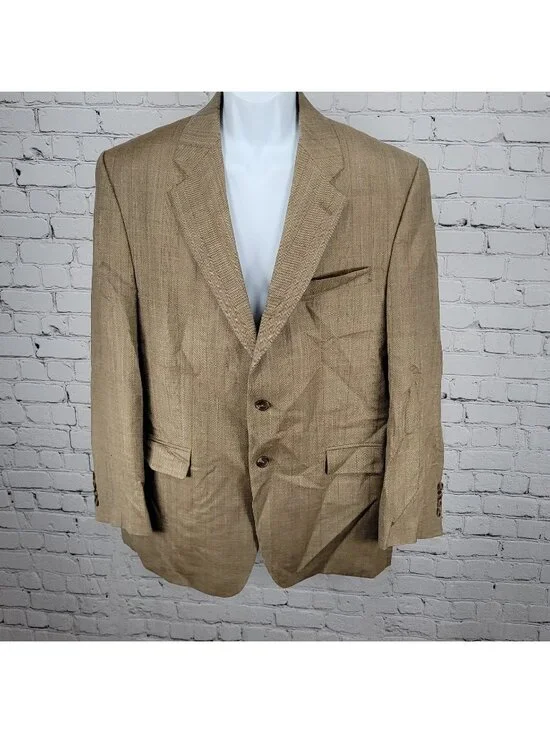 Lauren Ralph Lauren Tan Silk Wool 2 Button Vented Notch Blazer Sport Coat 43R
