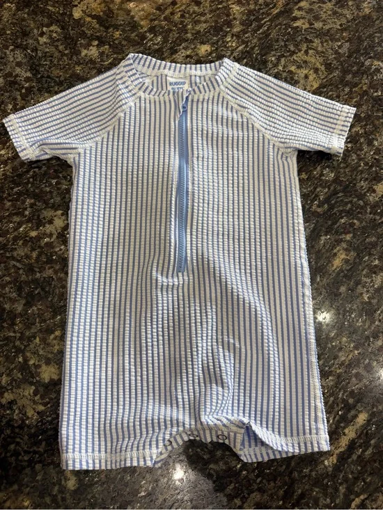 Rugged Butts Periwinkle Blue Seersucker Swimsuit 12-18 months
