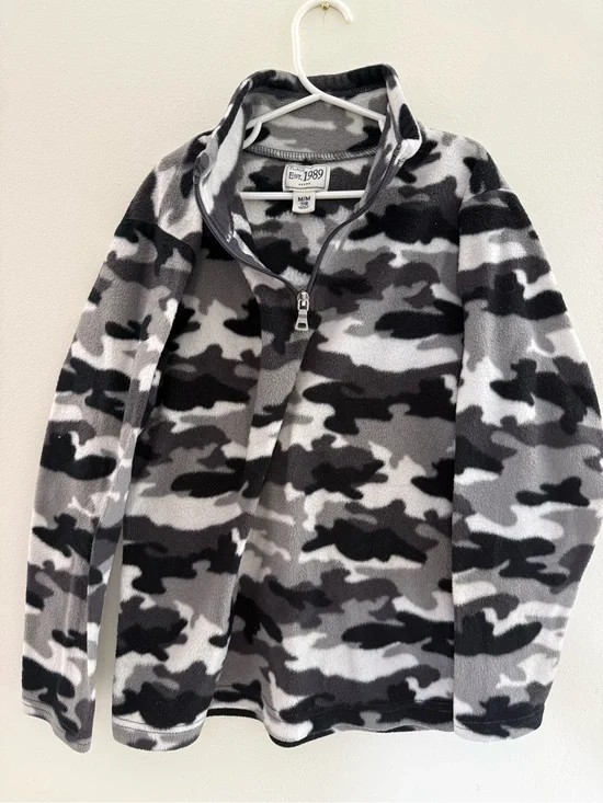 The Children's Place Black & Gray Camo Half-Zip Fleece