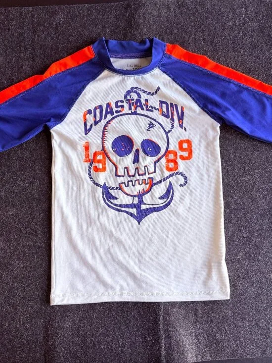 Children's Place Boys Skull Rash Guard Size L 10-12