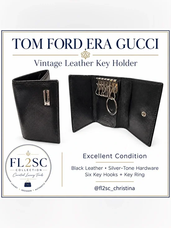 Tom Ford Gucci Black Leather Key Holder