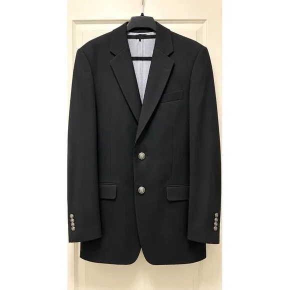VTG Team Sport Coat NFL Dallas Cowboys Men's Black Wool Blazer Jacket 44L EUC
