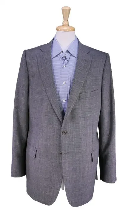 Tom James Custom Tailored Gray Knit Woven Silk 2 Button Blazer Sportcoat 42L