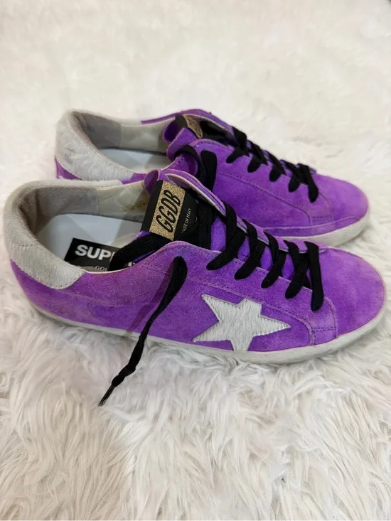 Golden Goose Purple Suede Star Sneakers with Black Laces Size 36 US 6