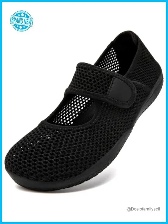 Wide Diabetic Barefoot Walking Shoes Mary Jane Hook & Loop Women's