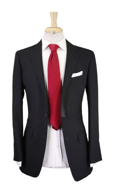 Gucci Tom Ford Era Solid Black 2-Btn Wool Mohair Suit Eu 44 US 34R