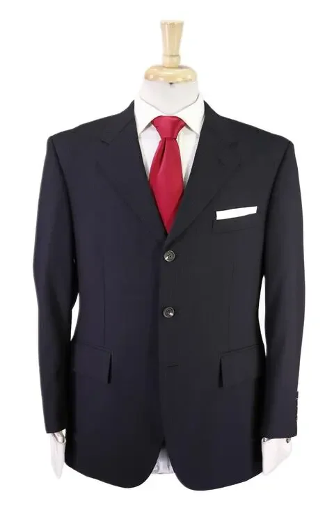 Kent & Curwen Black Tonestripe 3-Btn Wool Suit 38S