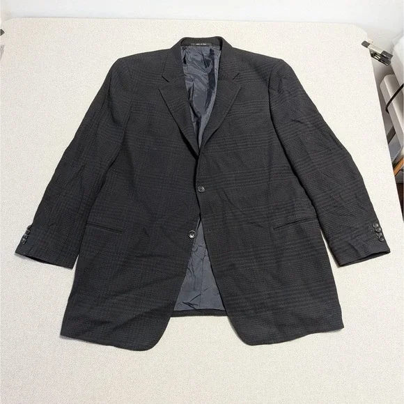 Armani Collezioni Men's 48L Suit Jacket Navy Blue Wool Blend Notch Lapel