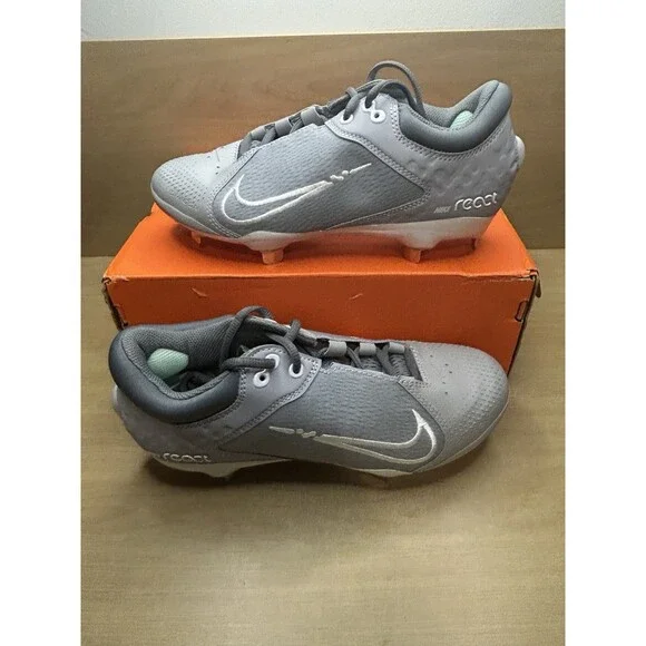Nike Hyperdiamond 4 React Metal Softball Cleats Gray Women's 7.5