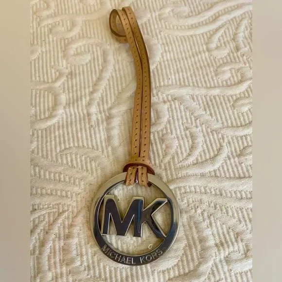 Michael Kors Tan & Silver Colors Logo Purse Bag Charm