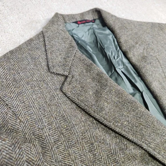 Vintage Herringbone Tweed Blazer Men 42r Racquet Club Virgin Wool Sport Coat USA