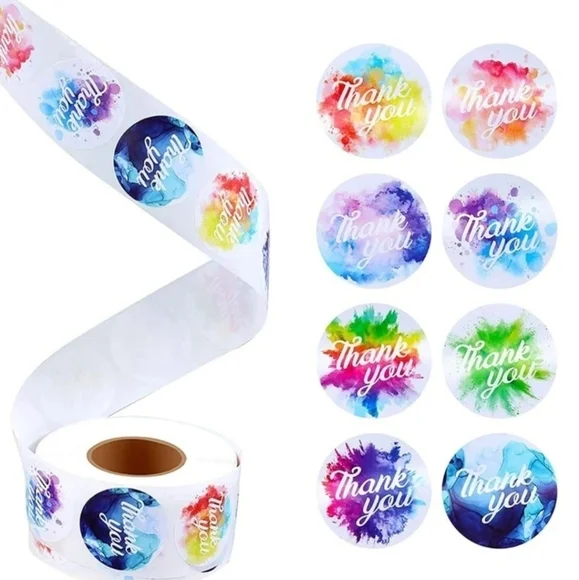 MULTI COLORED WATERCOLOR THANK YOU STICKERS▪︎1