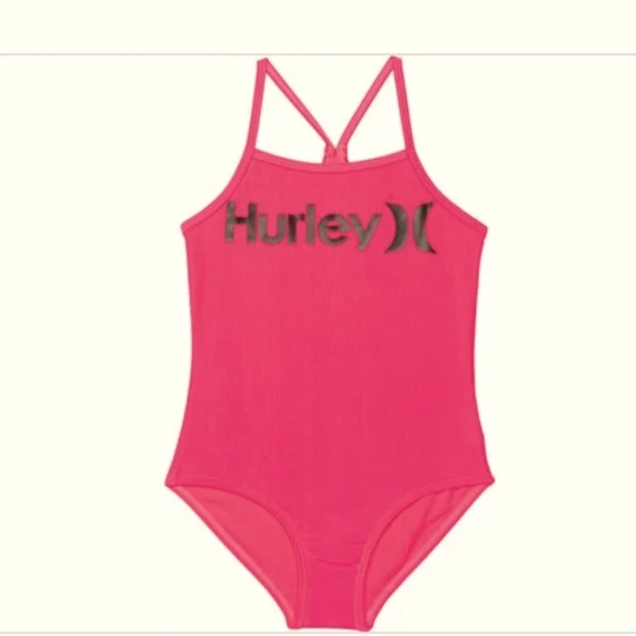 Hurley Girls hyper pink One-Piece swimsuit size Large new‎
