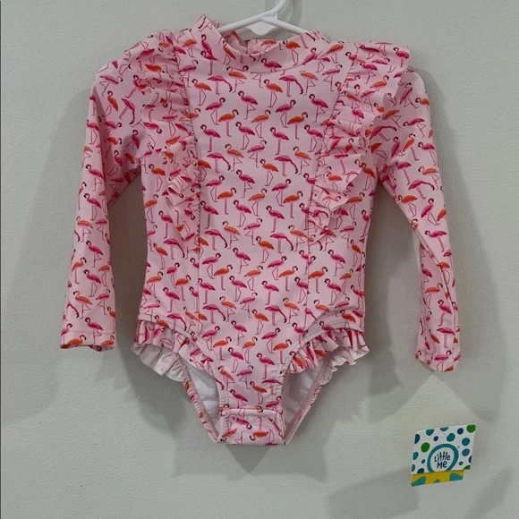 Little Me Pink Flamingo One Piece Bathing Suit