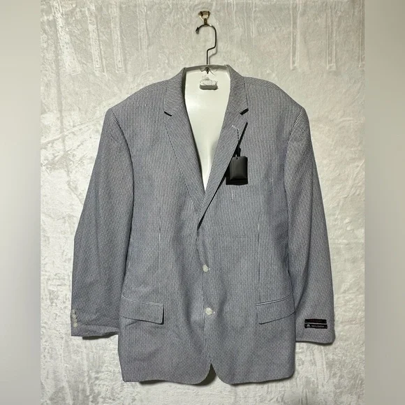 Linea Uomo navy/white striped 100% cotton men’s blazer size 52L new with tags
