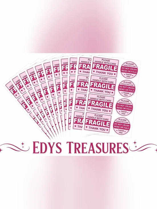 30 Pink Fragile Handle With Care Thank You Shipping Packaging Stickers