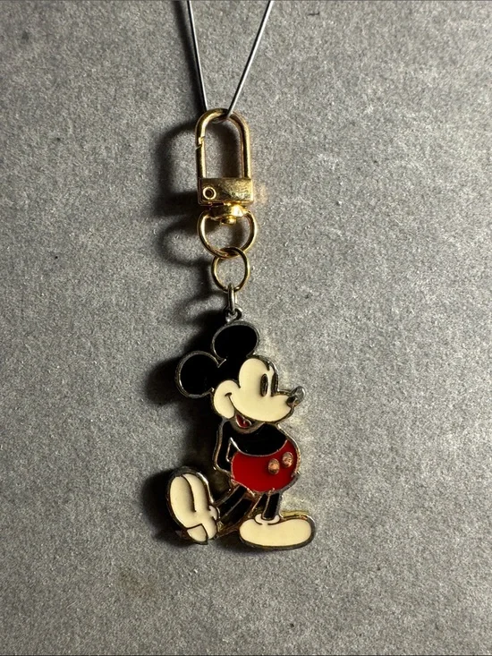Disney Mickey Mouse Gold-Clasp Charm Keychain in Red, Black & Cream
