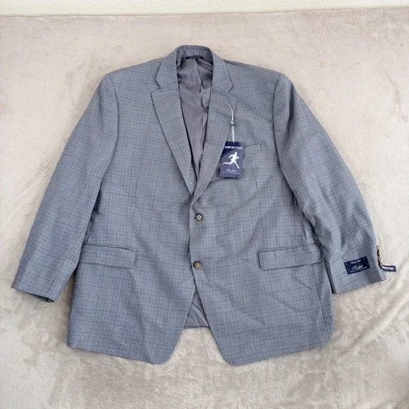 Ralph Lauren RL Blazer Grey Houndstooth Wool Silk Men 50R Executive Fit NWT $349