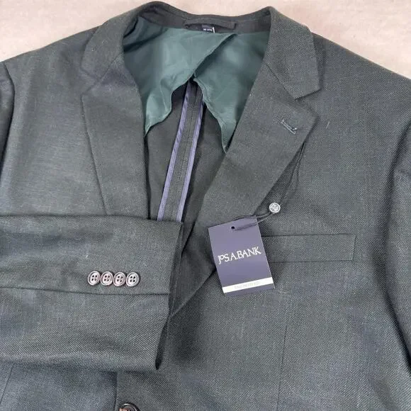 Jos. A. Bank Suit Jacket Mens Size 48R Green Stretch Tailored Fit Notch Lapel