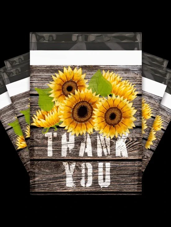 Sunflower 'Thank You' Poly Mailers