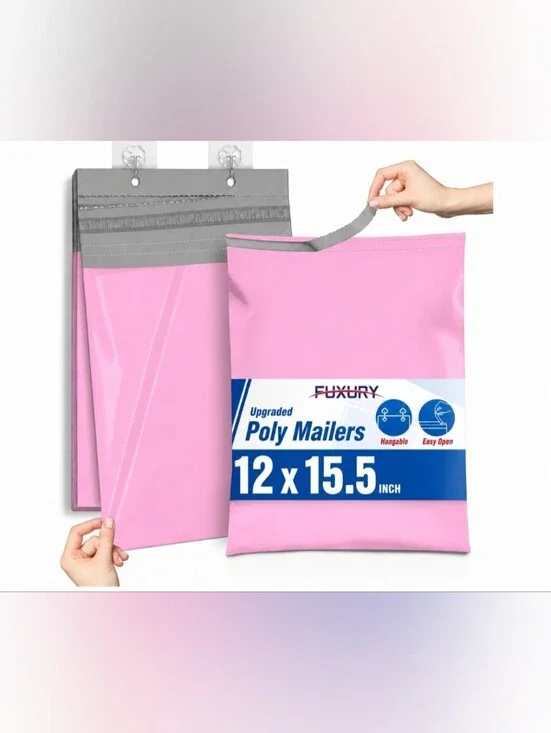 Poly Mailers 12x15.5 50ct Shipping Bags for Small Business PINK Upgraded